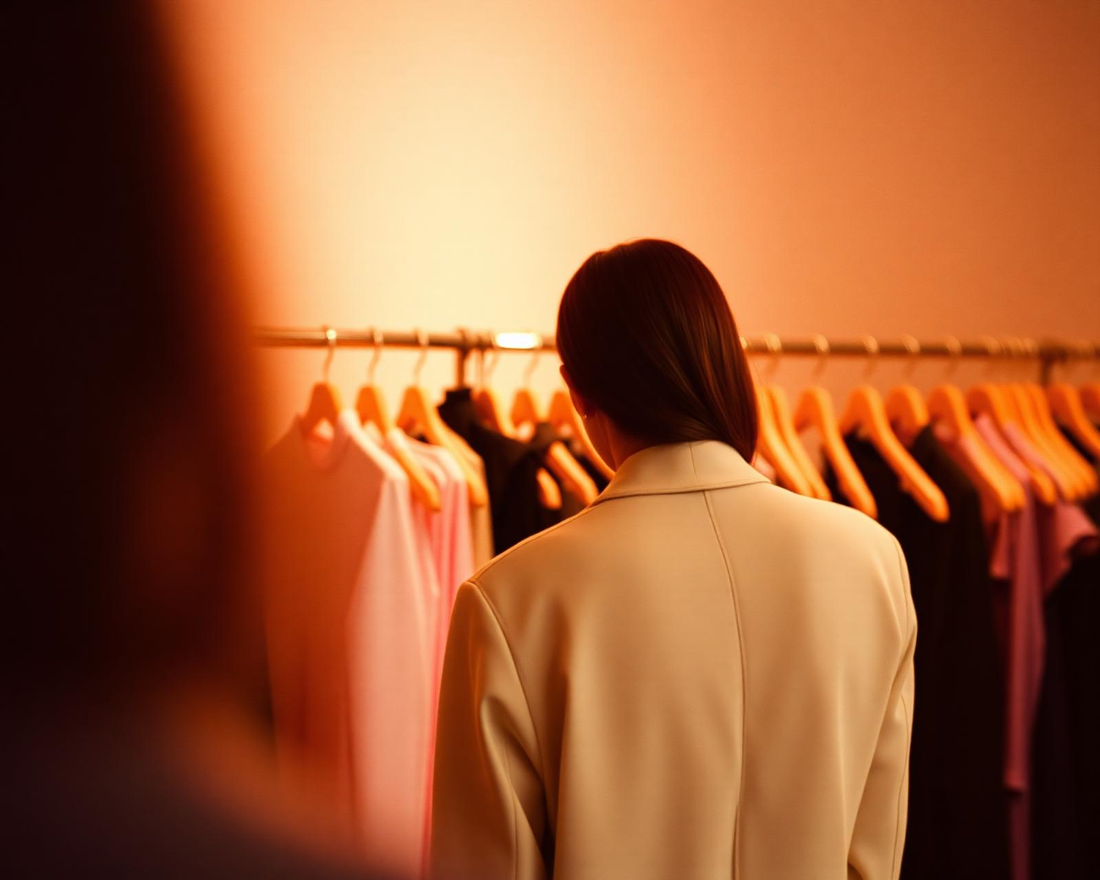 Backstage moment with garment racks