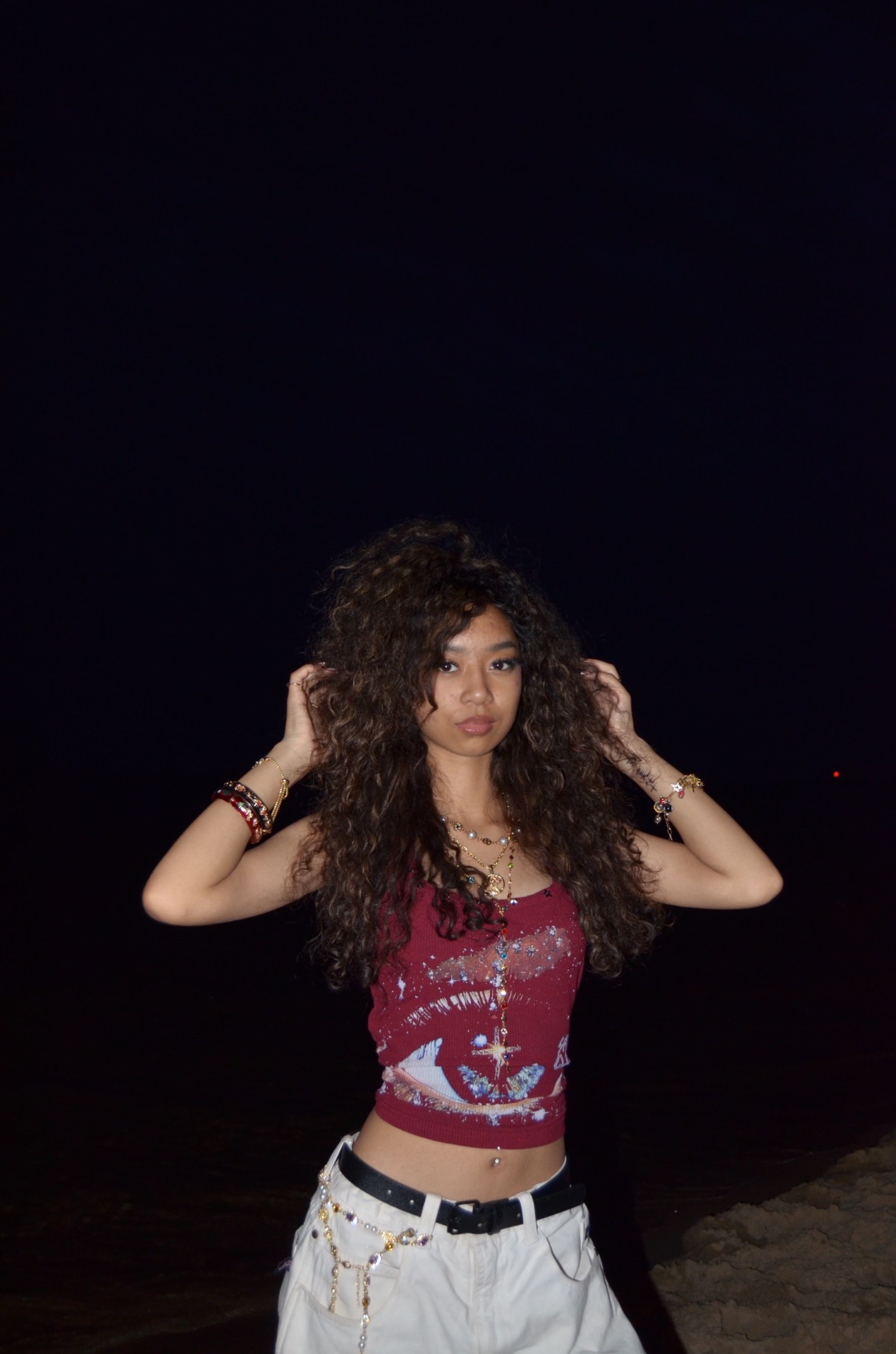 Inaya — beach night editorial portrait